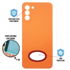 Capa para Samsung Galaxy S21 Plus - Case Silicone Safe Glass Laranja